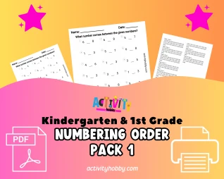 Kindergarten & 1st Grade Numbering Order Worksheet Pack 1