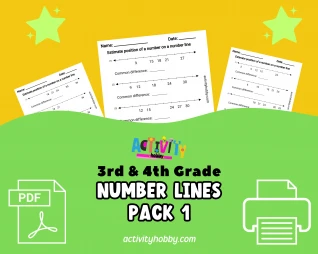 3rd & 4th Grade - Number Line Worksheet Pack 1