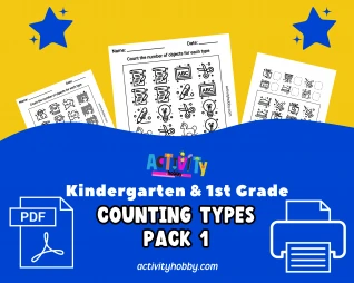 Kindergarten & 1st Grade - Counting Types Worksheet Pack 1