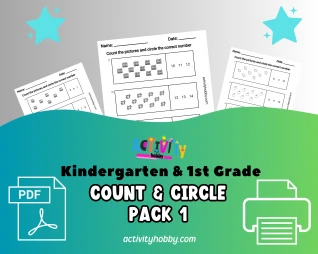 Kindergarten & 1st Grade - Count And Circle Worksheet Pack 1