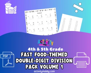4th & 5th Grade - Fast Food Fun with Math Division Pack - Double-Digit