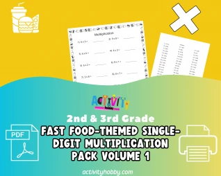 2nd & 3rd Grade - Fast Food Fun with Math Multiplication Pack - Single-Digit