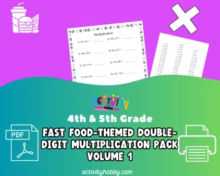 4th & 5th Grade - Fast Food Fun with Math Multiplication Pack - Double-Digit