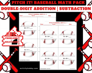 3rd & 4th Grade Baseball-Themed Addition & Subtraction - Double-Digit