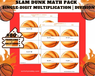 2nd & 3rd Grade Basketball-Themed Multiplication & Division - Single-Digit