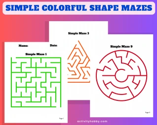 Simple Colorful Shape Mazes -10-Pack Volume 1
