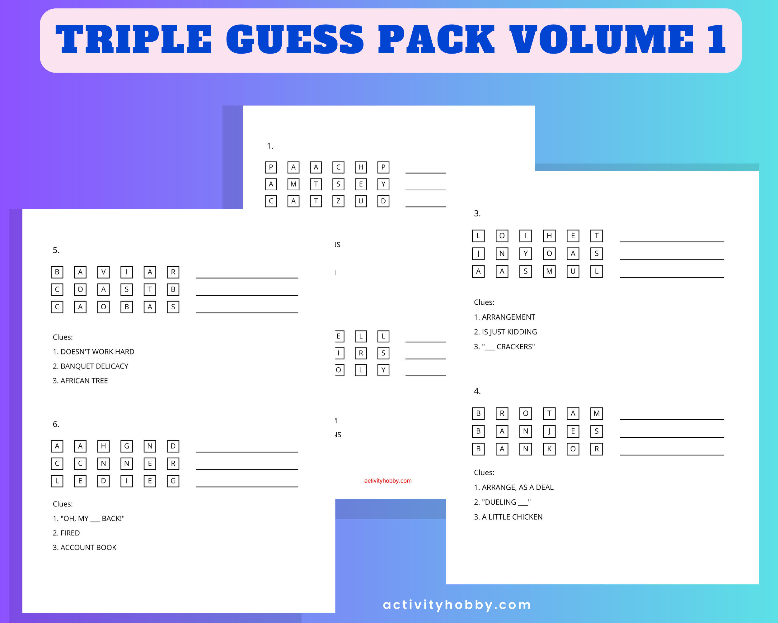 Triple Guess Puzzle Pack Volume 1