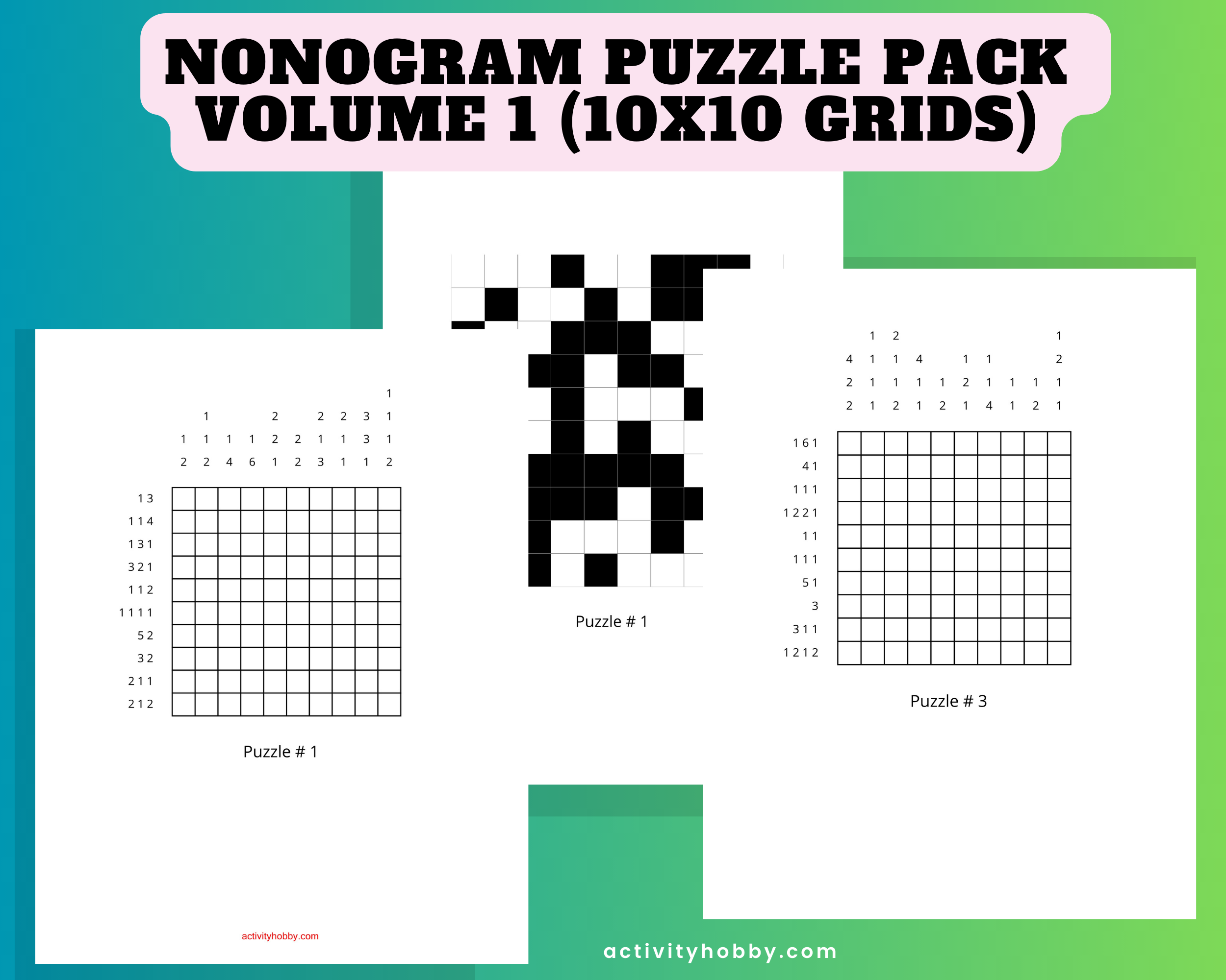 Nonogram Puzzle Pack Volume 1 - 10x10 Grids