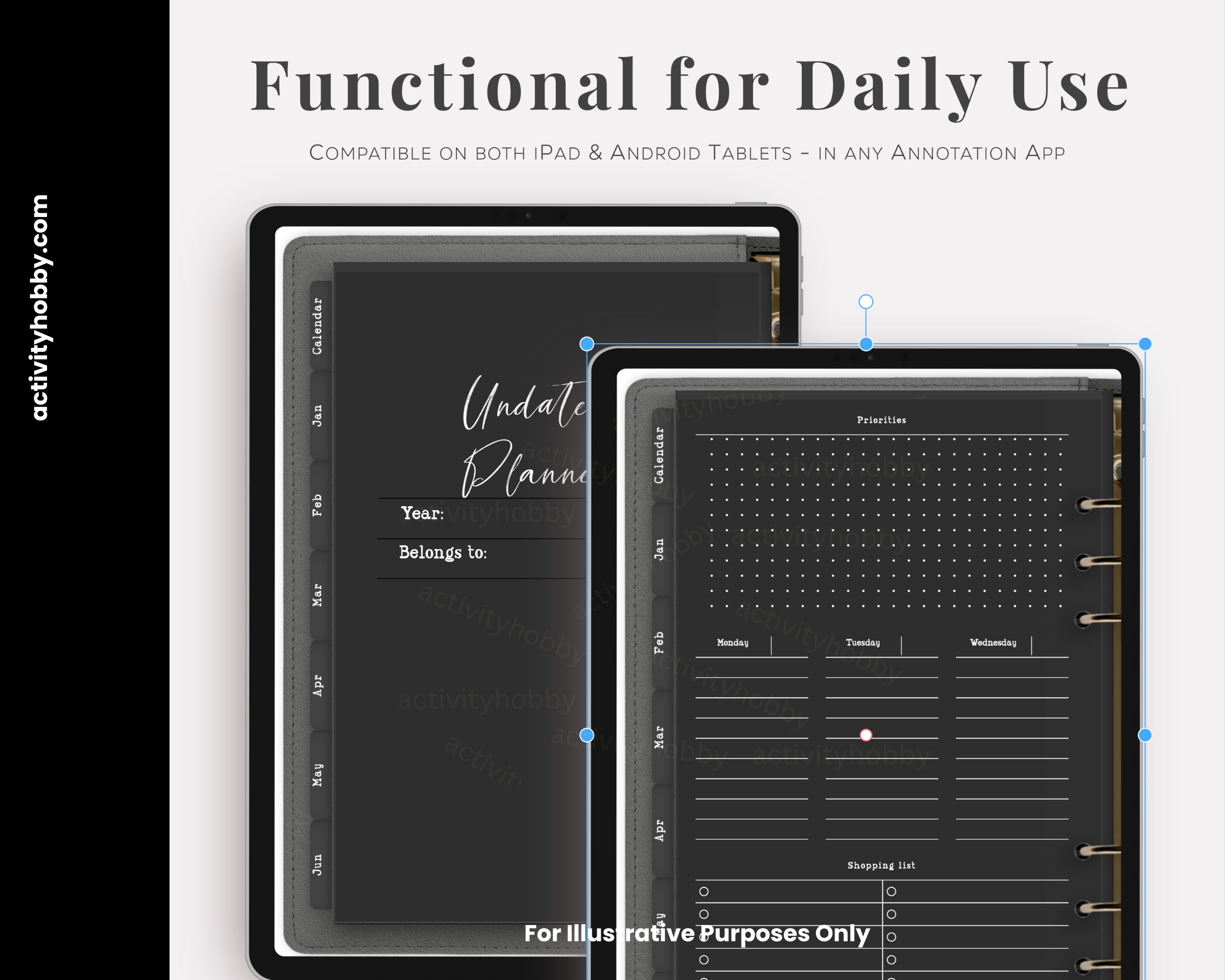 Modern Undated Dark Mode Digital Planner
