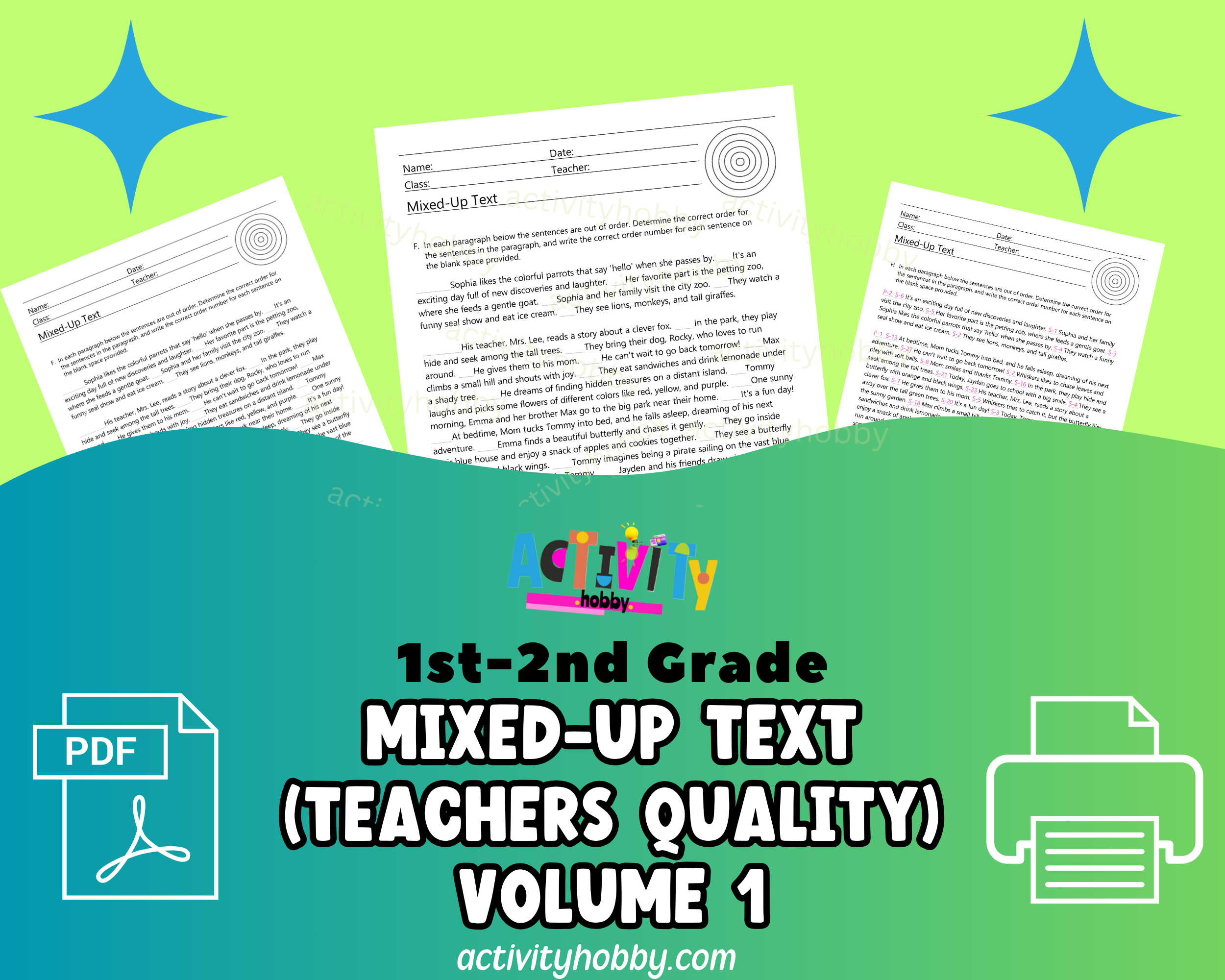 1st & 2nd Grade Mixed-Up Text Pack (Teachers Quality) Volume 1