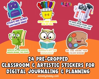 Classroom & Artistic Pre-Cropped Digital Sticker Pack Volume 1