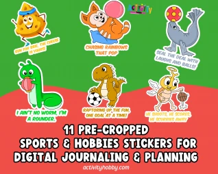 Sports & Hobbies Pre-Cropped Digital Sticker Pack Volume 1