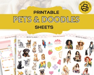 Pets & Doodles Printable Sticker Sheets Volume 1