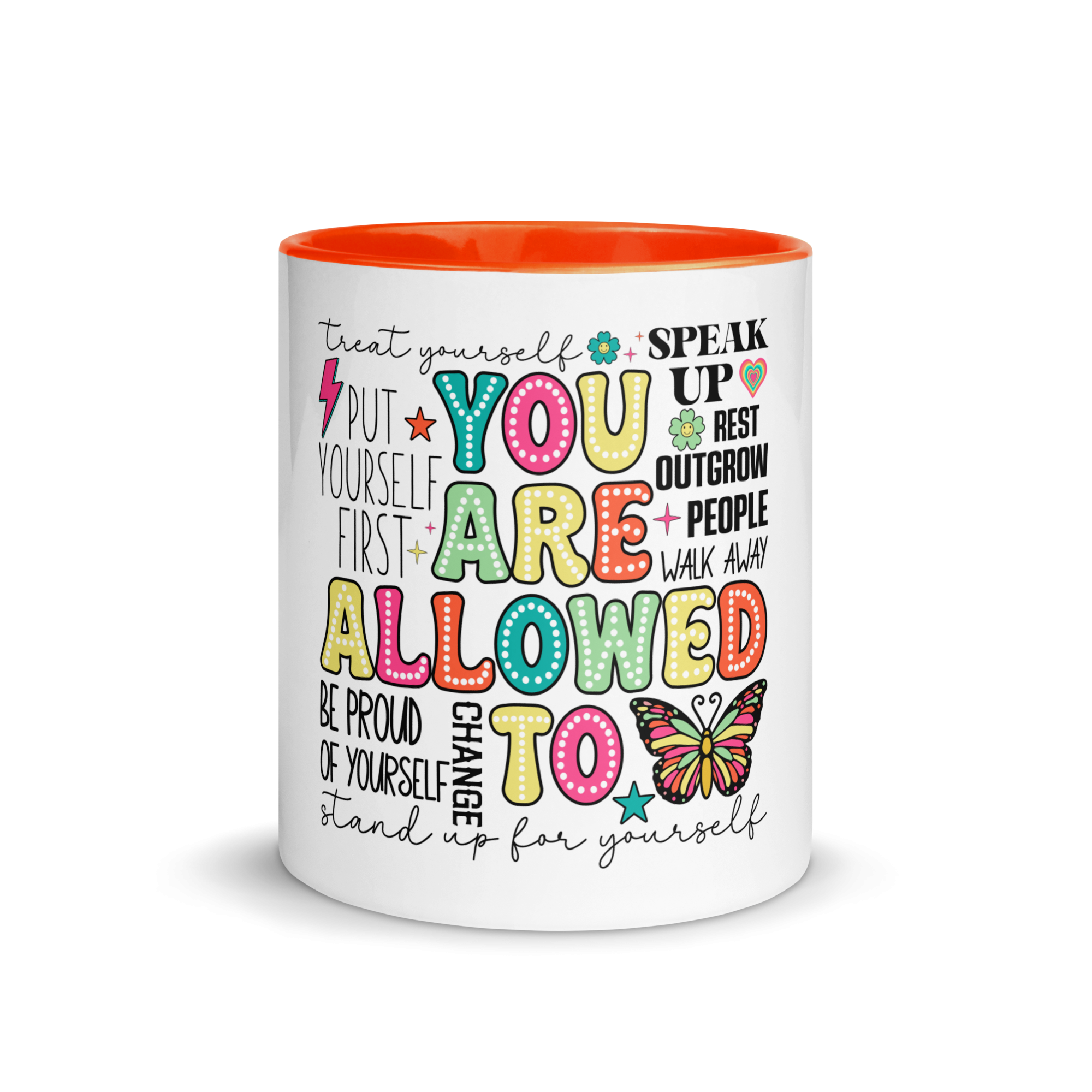 'You Are Allowed To (Be Proud of Yourself, Speak Up) ...' Mug with Accent Trimming (Various Colors)