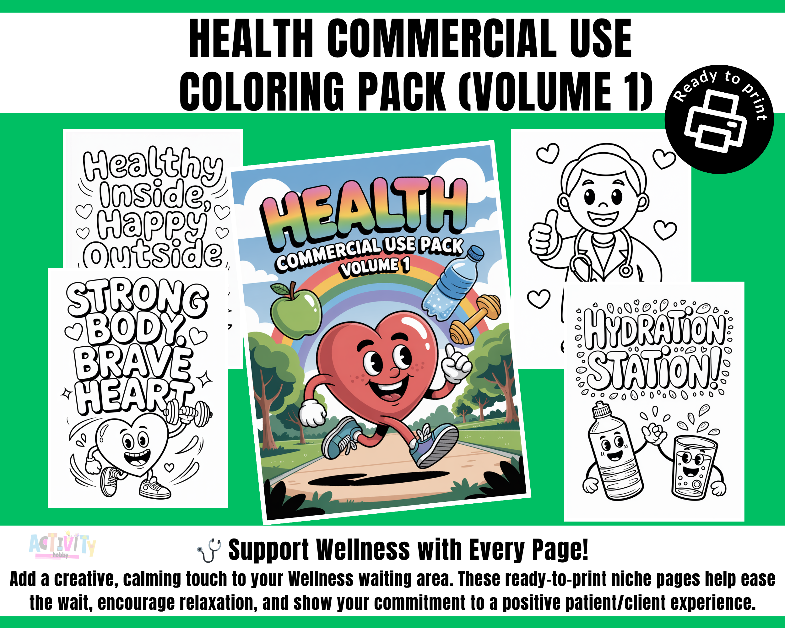 Health Commercial Use Coloring Pack (Volume 1)