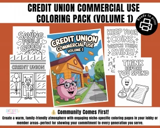 Credit Union Commercial Use Coloring Pack (Volume 1)