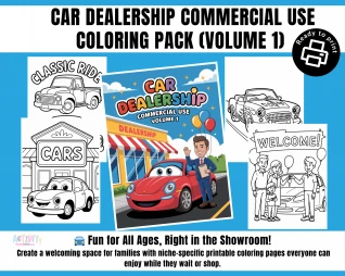 Car Dealership Commercial Use Coloring Pack (Volume 1)
