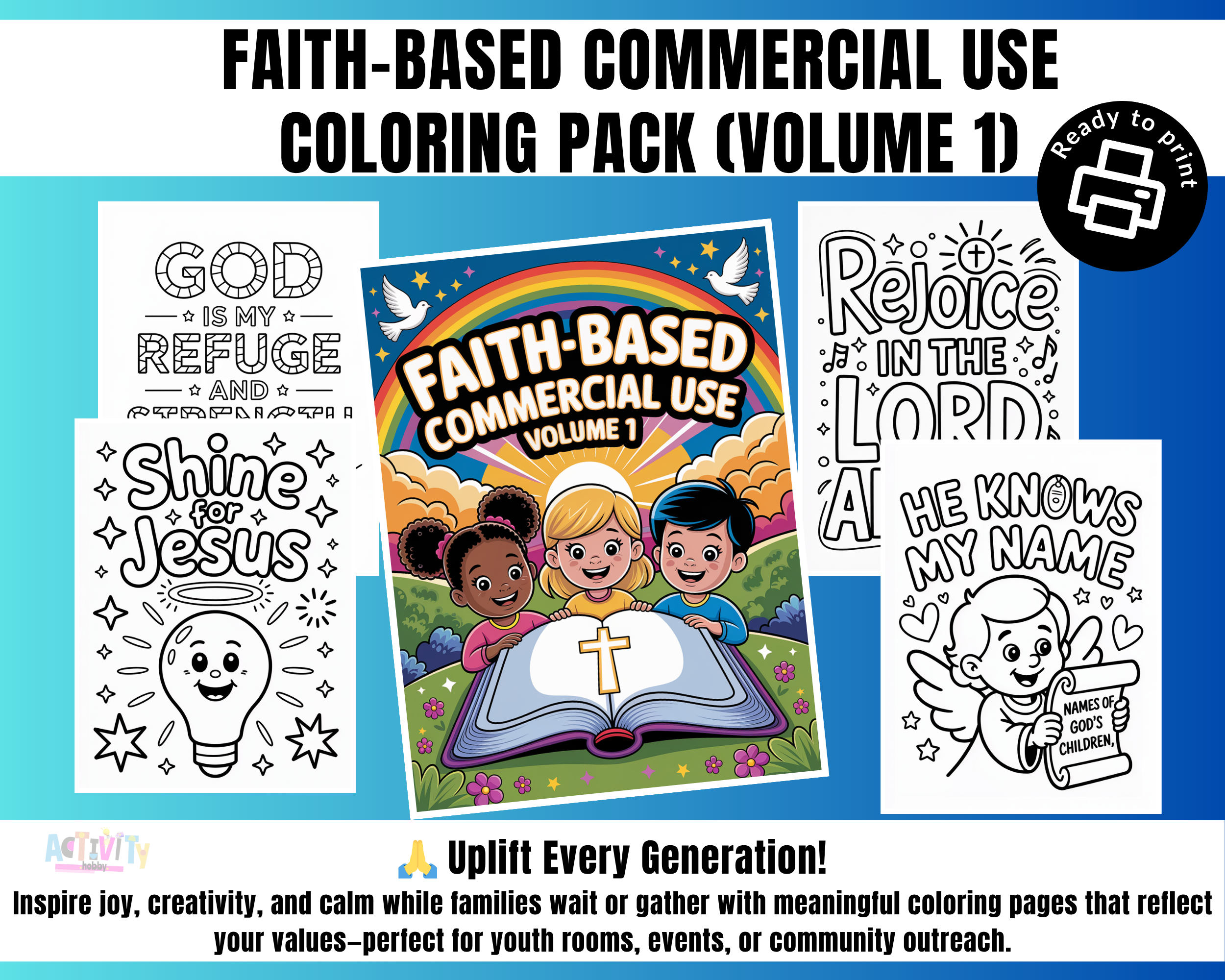 Faith-Based Commercial Use Coloring Mega Pack (Volume 1)