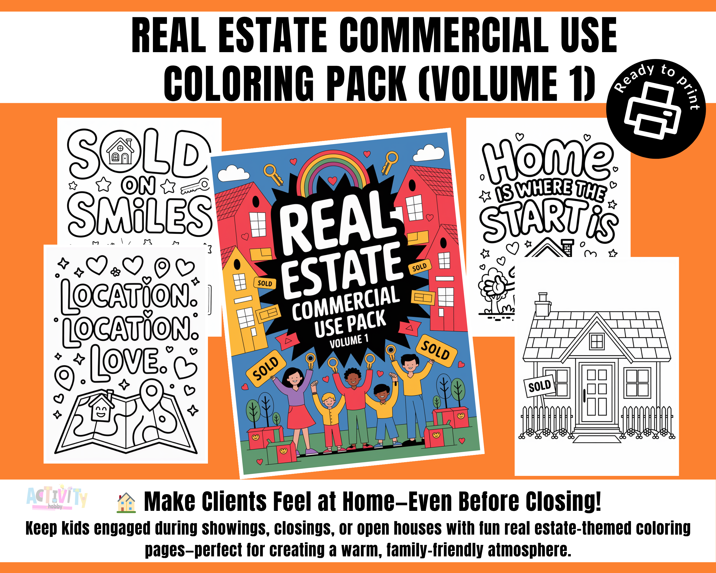 Real Estate Commercial Use Coloring Pack (Volume 1)