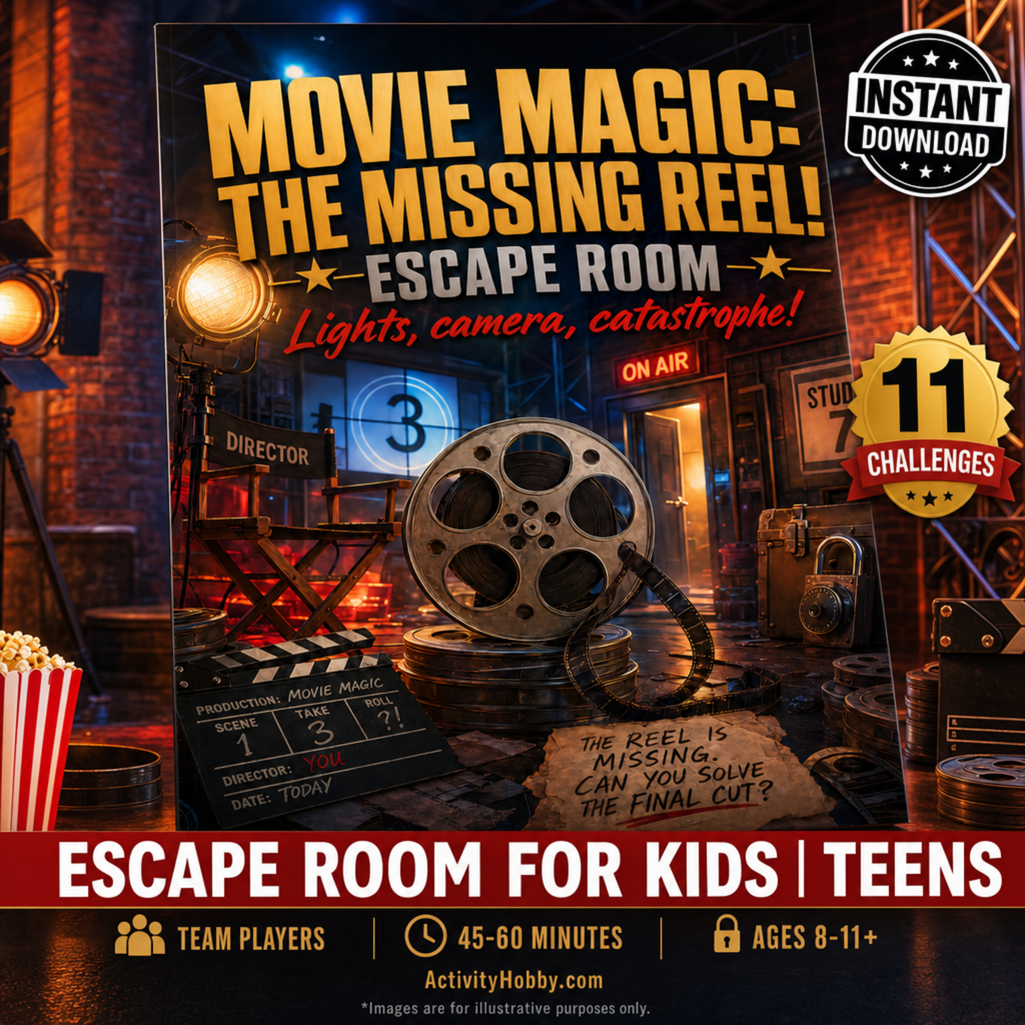 MOVIE MAGIC: THE MISSING REEL PRINTABLE ESCAPE ROOM KIT