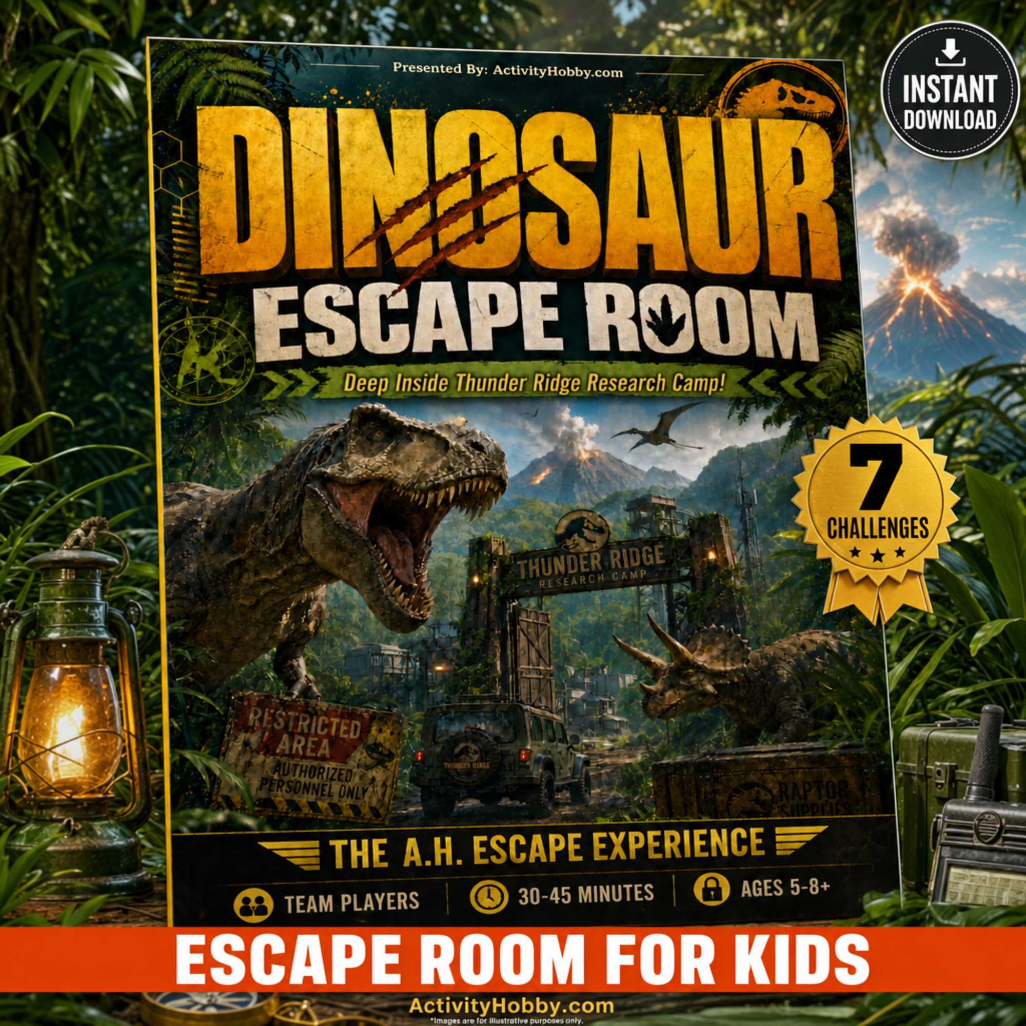 DINOSAUR PRINTABLE ESCAPE ROOM KIT