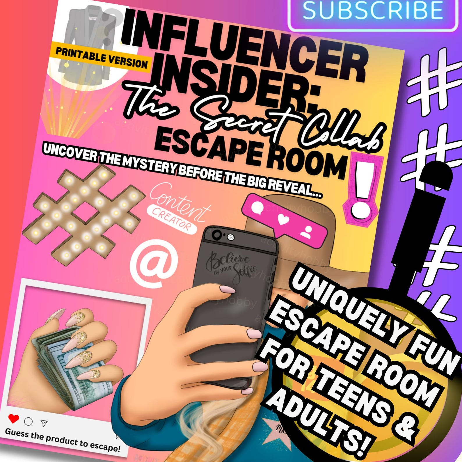 INFLUENCER INSIDER: SECRET COLLAB PRINTABLE ESCAPE ROOM