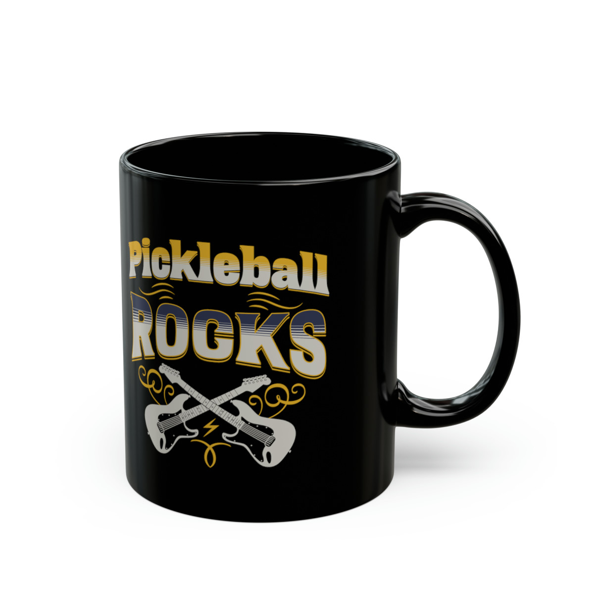 Pickleball Rocks. Black Mug (11oz, 15oz)