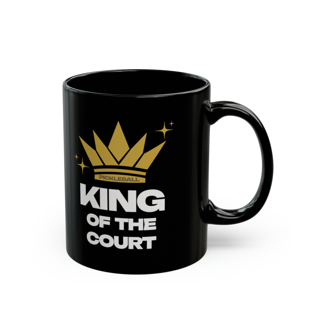 King of the Pickleball Court. Black Mug (11oz)