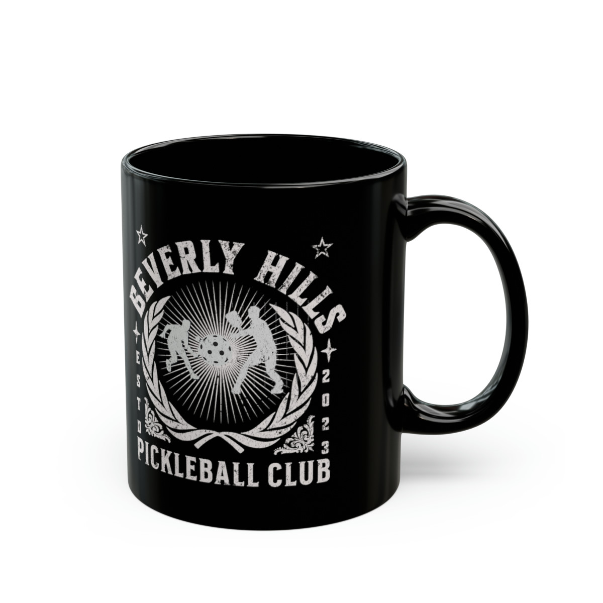 Beverly Hills Pickleball Club. Black Mug (11oz)