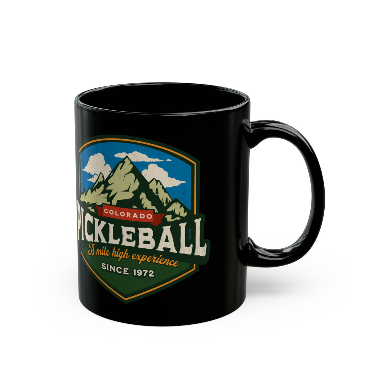 Colorado Pickleball Mile High. Black Mug (11oz)