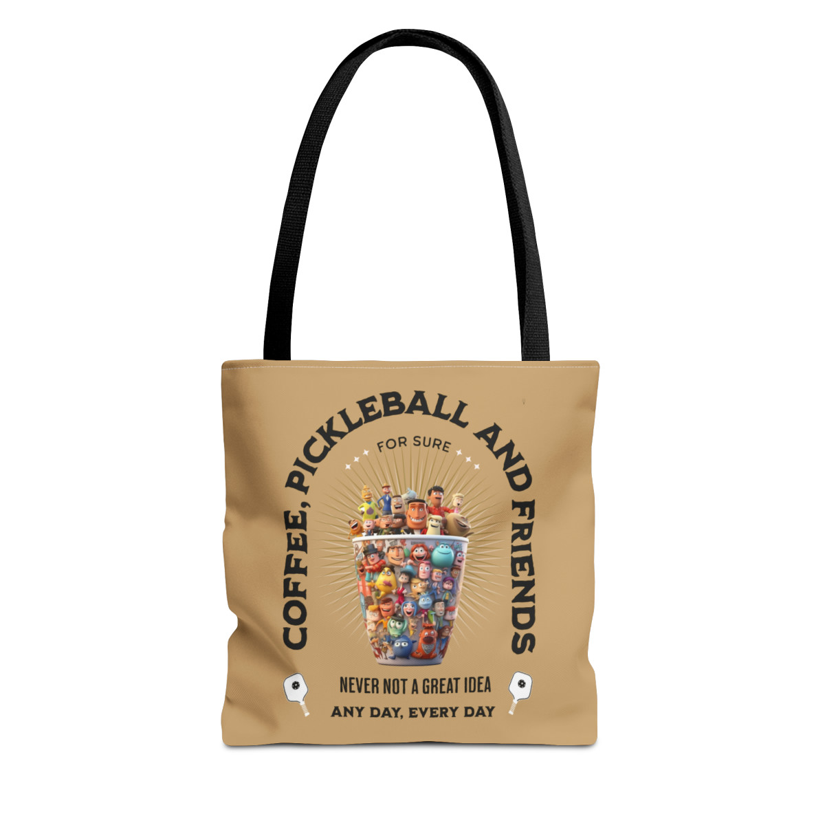 Coffee, Pickleball, and friends. TOTE BAG (AOP)