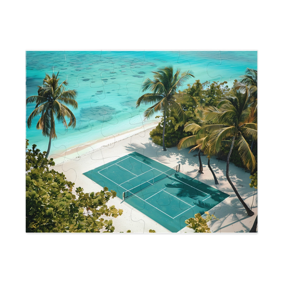 Pickleball on the Beach. JIGSAW PUZZLE (30, 110, 252, 500,1000-Piece)