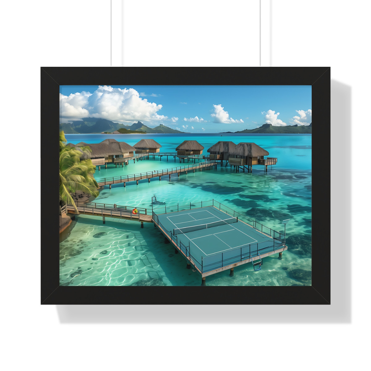 Bora Bora Pickleball. Framed Horizontal Poster