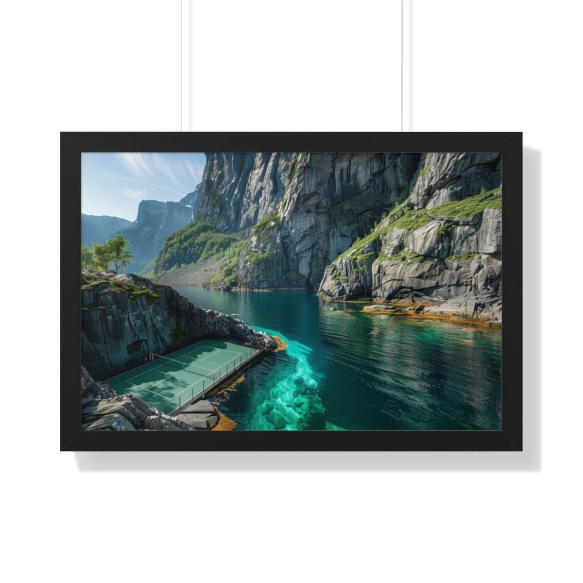 Fjords of Norway Pickleball. Framed Horizontal Poster