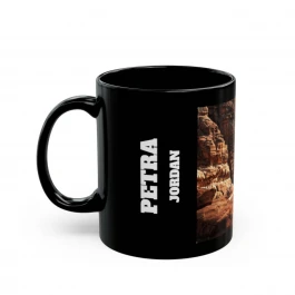 Petra, Jordan Pickleball. Imagine the most incredible pickleball setting. Pickleball Court on Black Mug (11oz, 15oz)