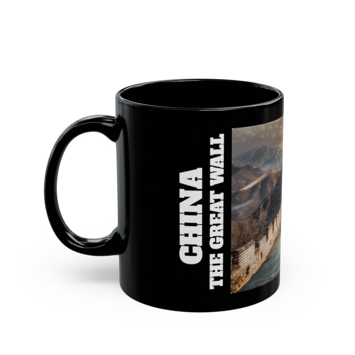 Great Wall Of China Pickleball Court on Black Mug (11oz, 15oz)