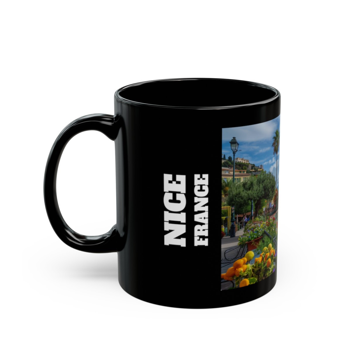 Nice France Pickleball Court on Black Mug (11oz, 15oz)