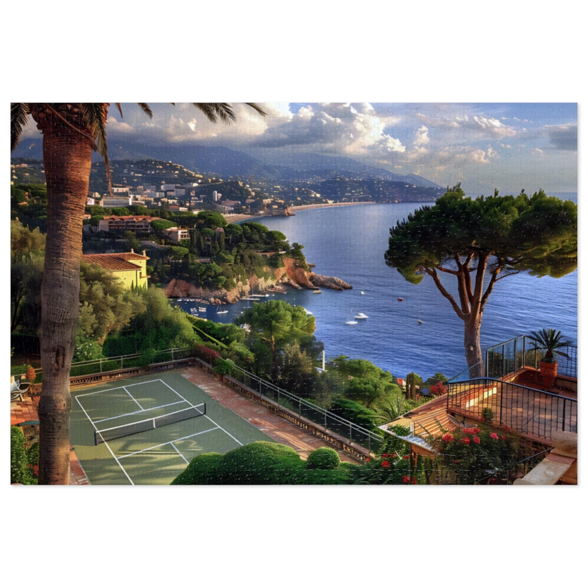 French Riviera Pickleball. Incredible Pickleball scene. Jigsaw Puzzle (30, 110, 252, 500,1000-Piece)