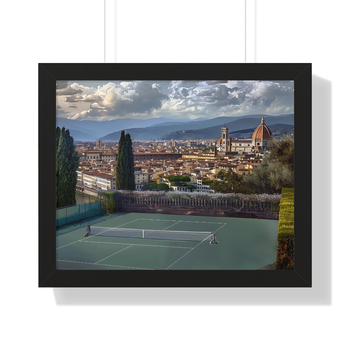 Florence Italy Pickleball. Framed Horizontal Poster
