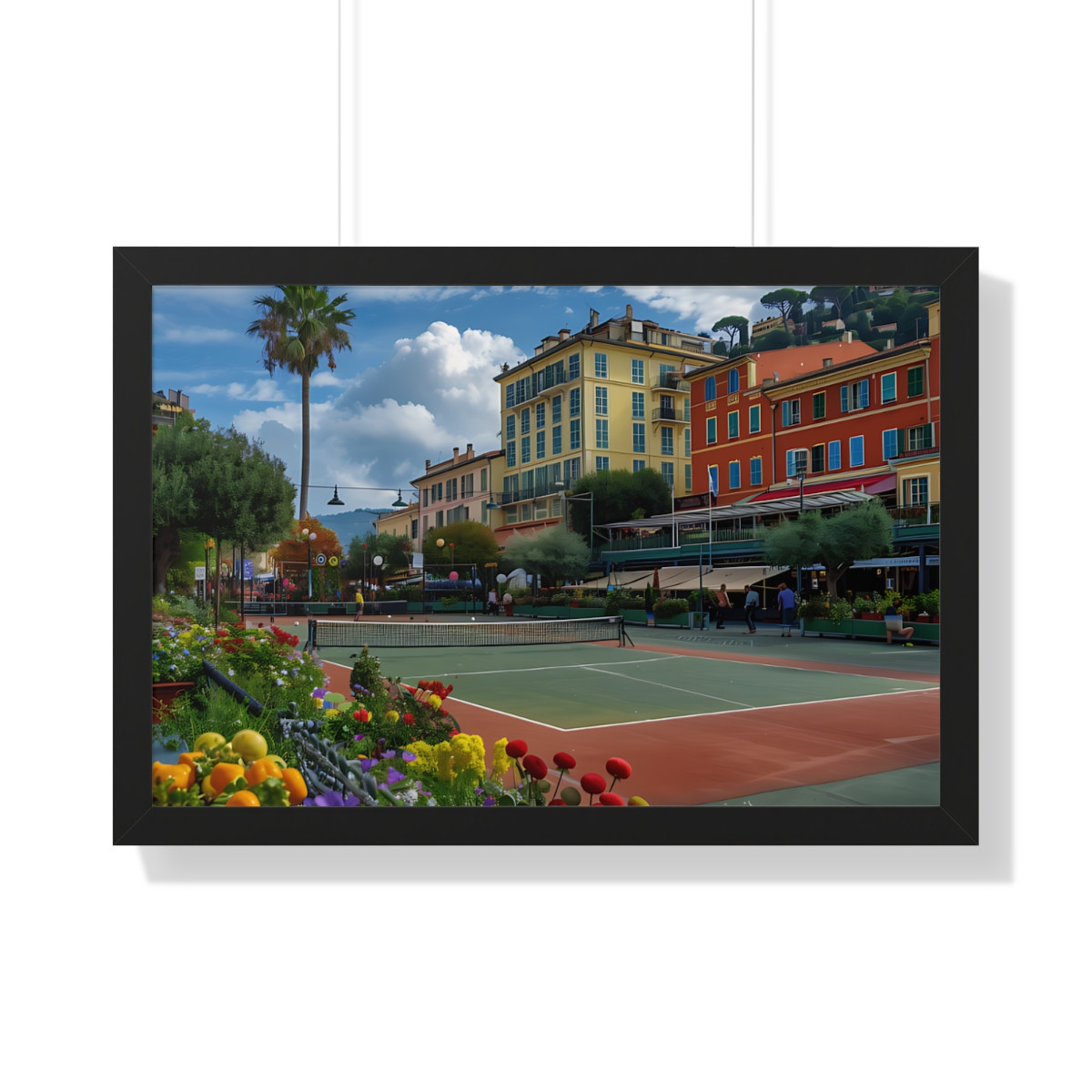 Nice, on the French Riviera, France Pickleball Complex. Fantasy Pickleball scene. Framed Horizontal Poster