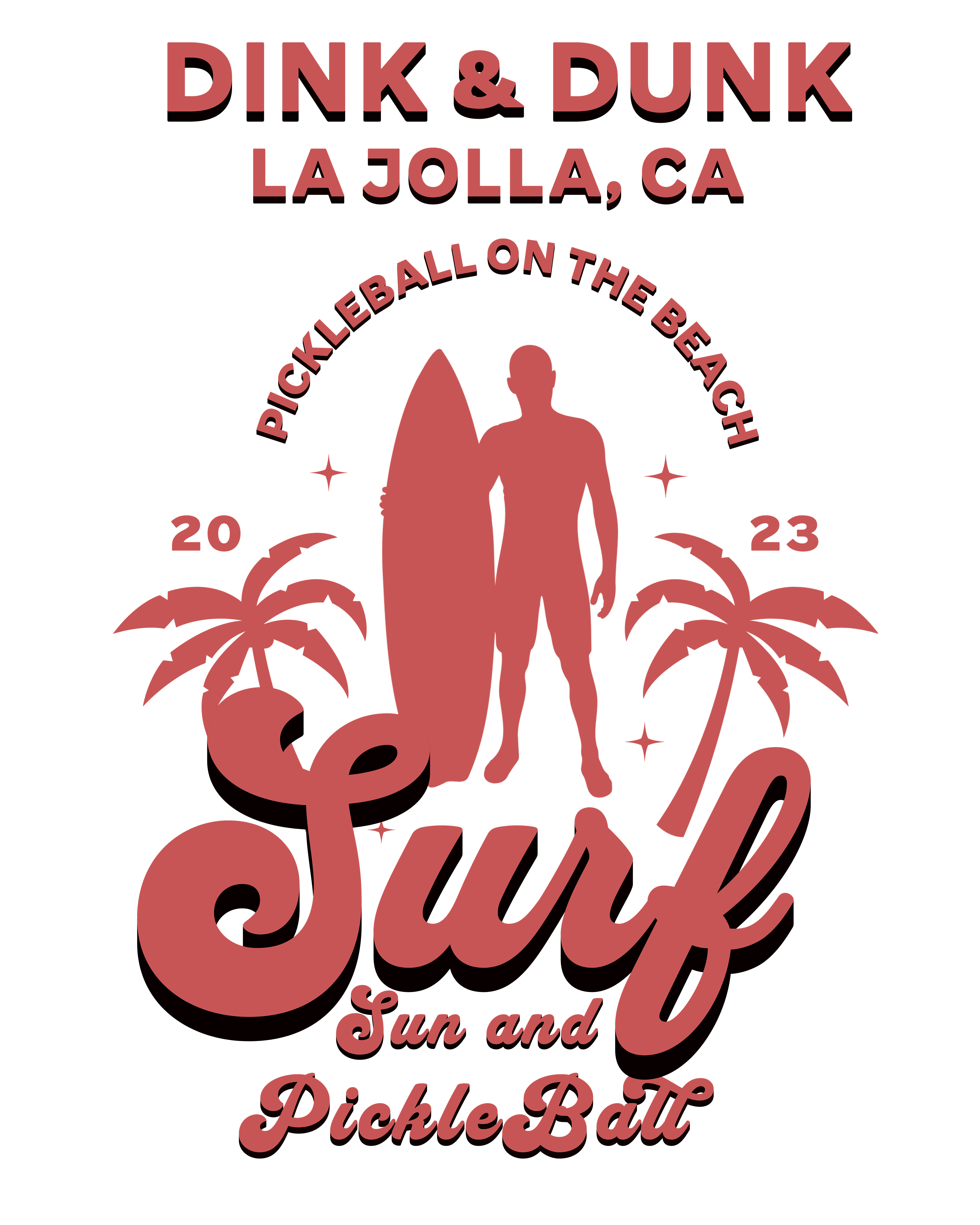 La Jolla Sun, Surf, Sand and Pickleball. Fun pickleball TEE SHIRT. Unisex Jersey Short Sleeve Tee
