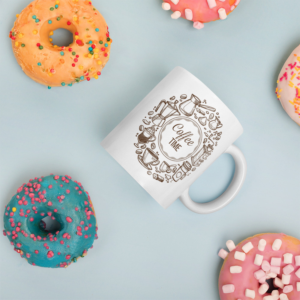 Coffee Time White glossy mug