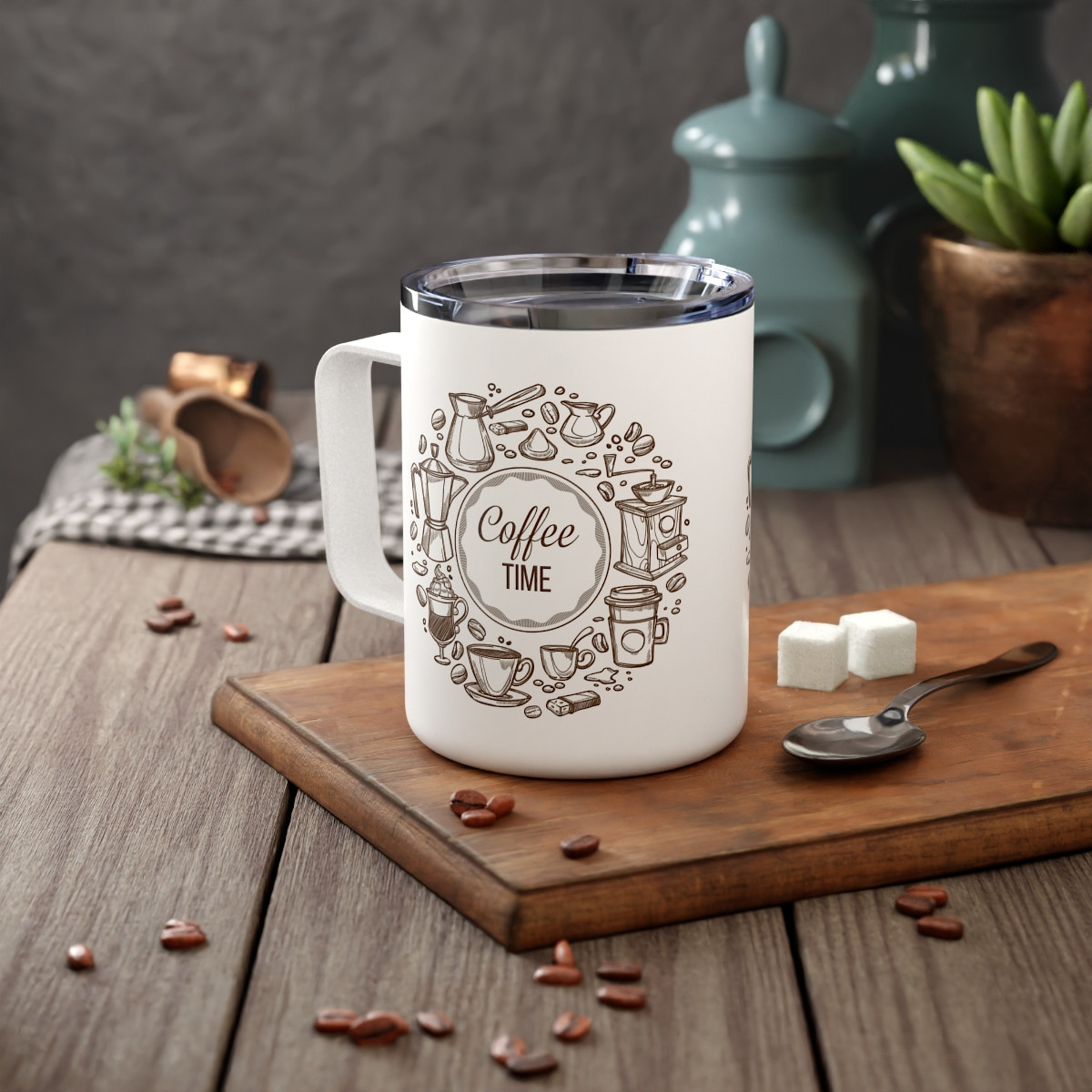 Kiveos Coffee Time Insulated Coffee Mug, 10oz 