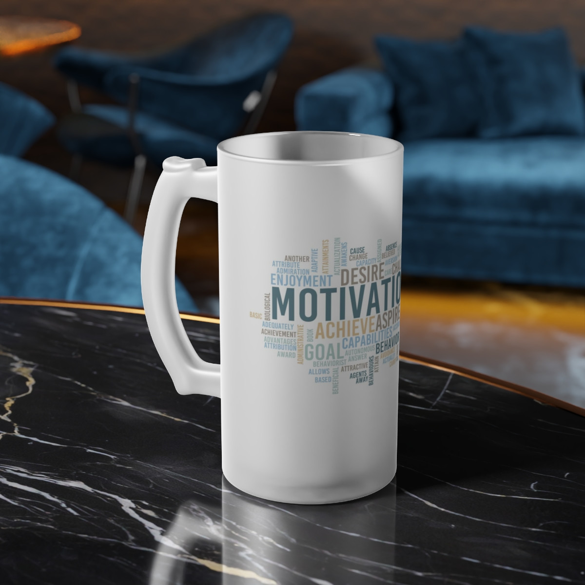 Kiveos Motivation Frosted Glass Beer Mug