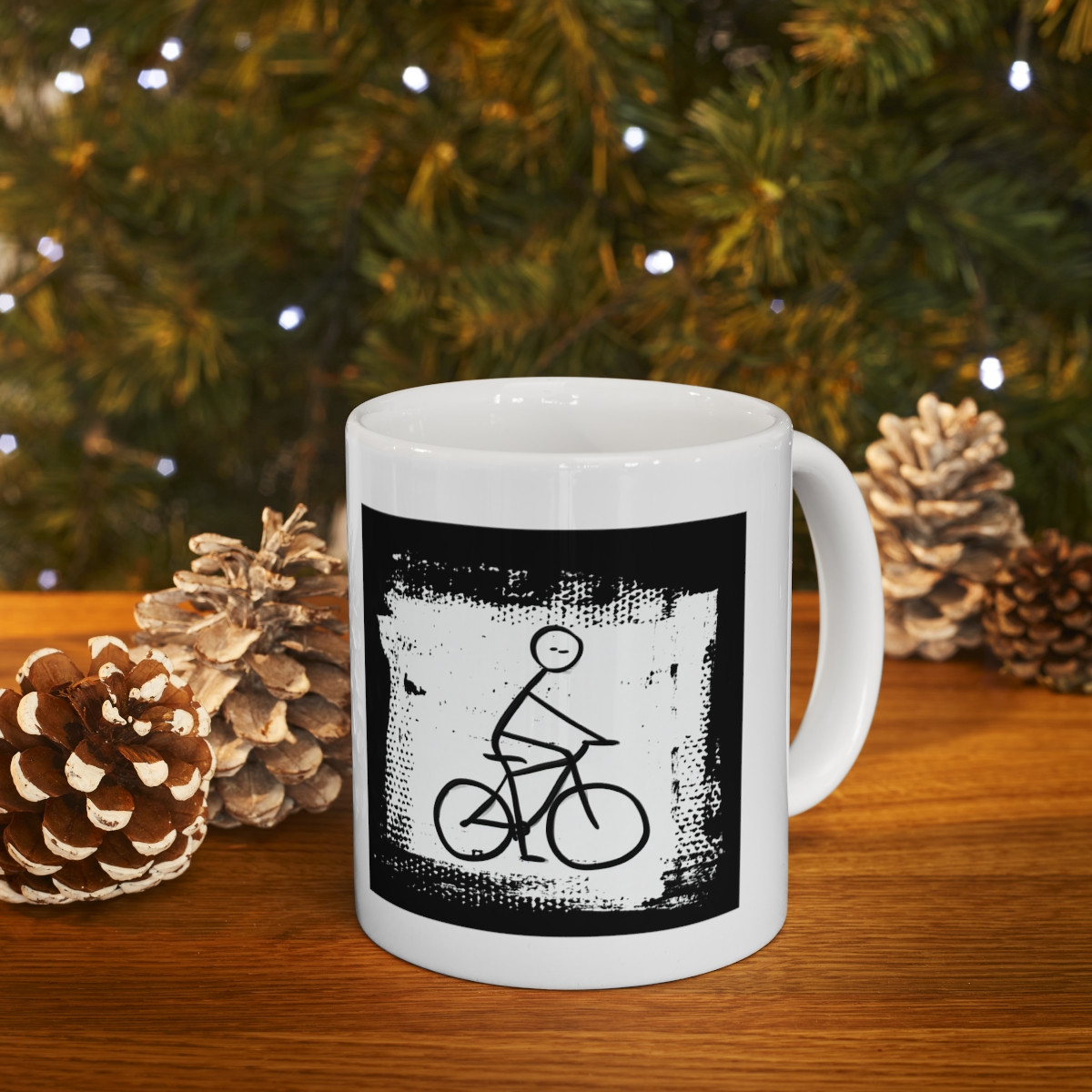 Kiveos Stickman Bicycle Ceramic Mug 11oz