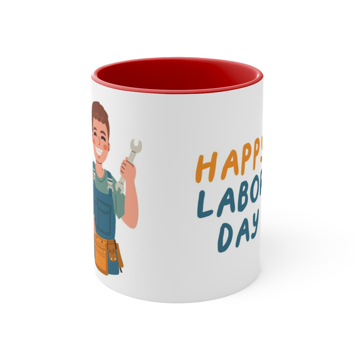 Kiveos Happy Labor Day Accent Coffee Mug, 11oz