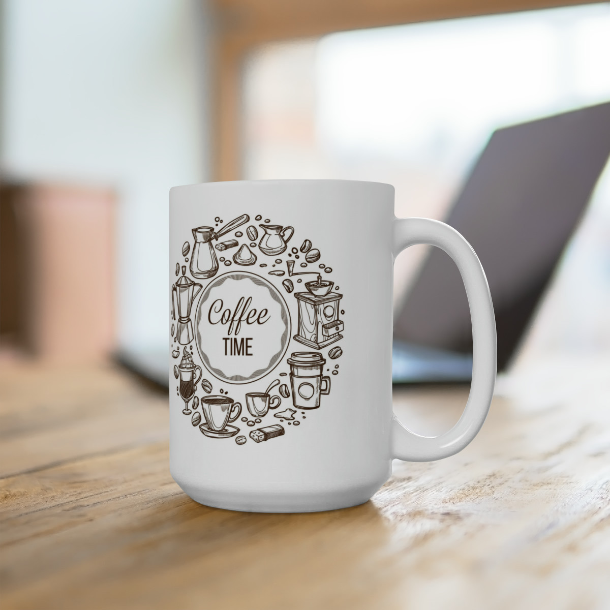 Kiveos Coffee Time Ceramic Mug 15oz