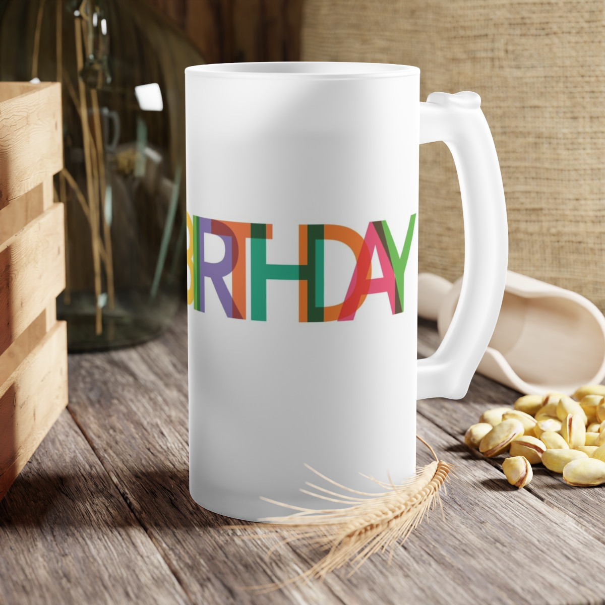 Kiveos Happy Birthday 03 Frosted Glass Beer Mug 16oz