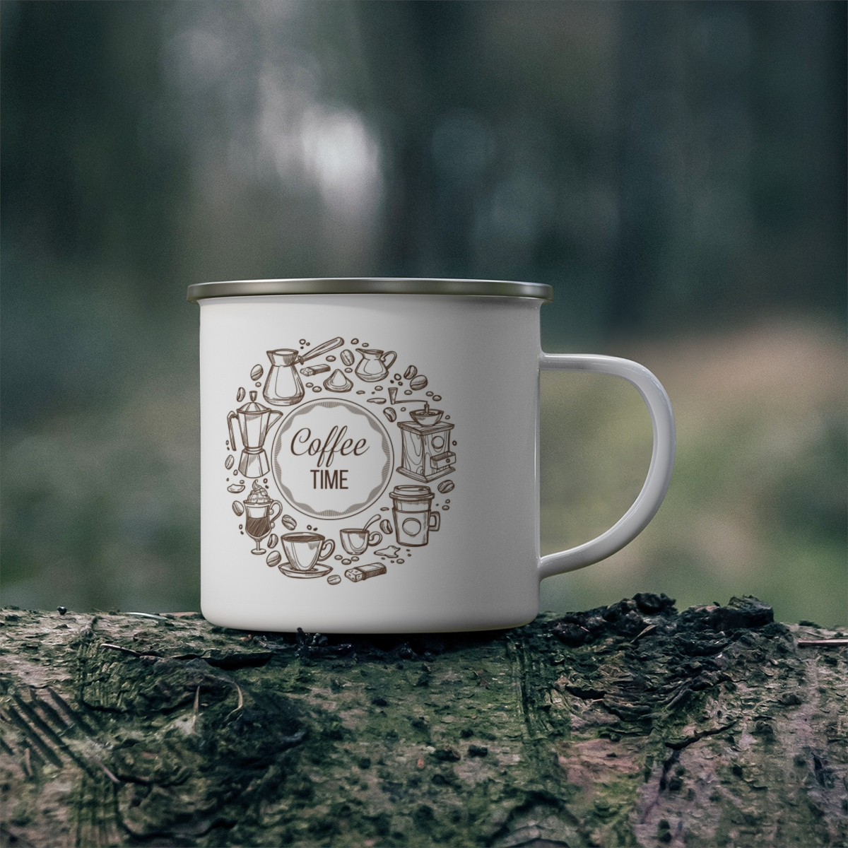 Kiveos Coffee Time Enamel Camping Mug 12oz