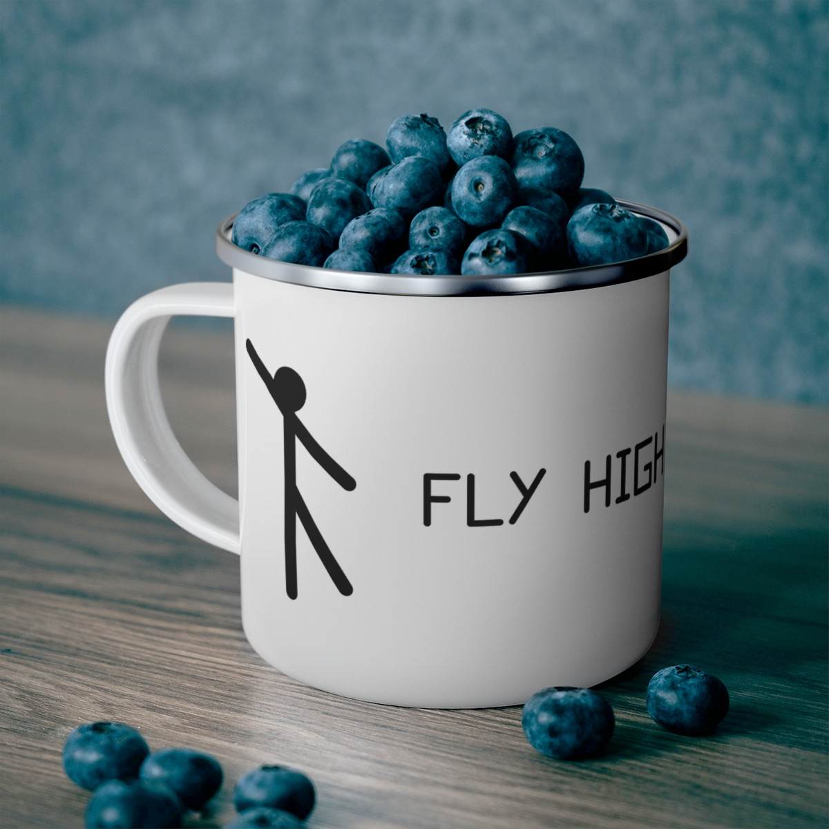 Kiveos Stickman Fly High Enamel Camping Mug 12oz
